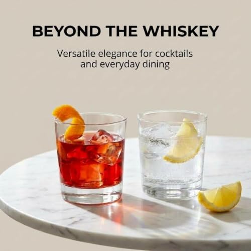 Godinger Whiskey Glasses, Bourbon Rocks Cocktail Set of 4, Made in Italy