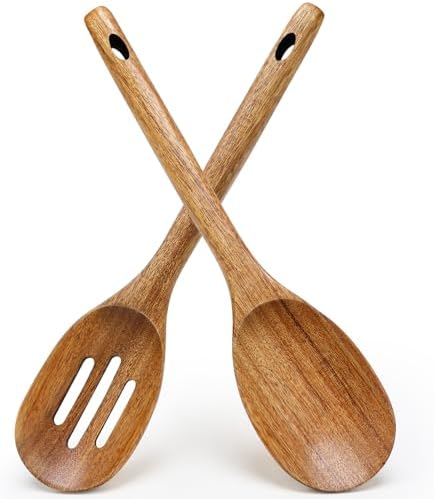 Wooden Spoon for Cooking Utensil Non Toxic Serving Mixing Slotted Spoon Set