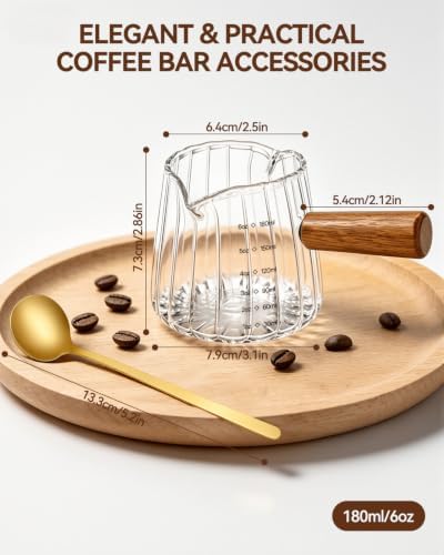 Espresso Cups 6 OZ, Dual Spout Espresso Shot Cups with Coffee Spoon