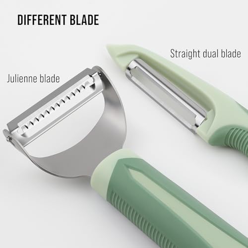 Julienne Peeler Vegetable Peeler with 4.8'' Long Silicone Handle