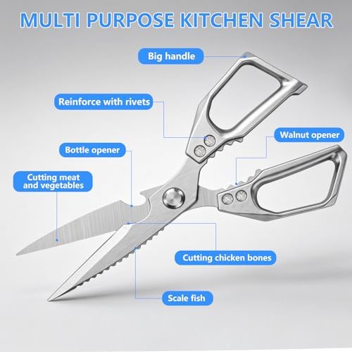 Heavy Duty Kitchen Scissors, Stainless Steel