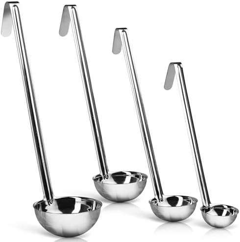 4-Pack Stainless Steel Soup Ladles, Rustproof Heat Resistant Serving Spoons