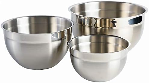 Babish 3-Piece Stainless Steel Mixing Bowl Set – Nesting Metal Bowls for Baking, Cooking, and Meal Prep – Durable & Dishwasher Safe