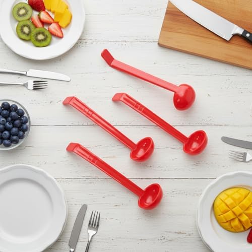 Tioncy 6 Pcs 1 Oz Small Ladle for Serving Sauce 8.07 Inches Plastic Mini Ladles Long Handle Spoon for Serving Sauce, Soup, Dressing, Punch Bowl, Toppings, Gravy, Cocktail, Fruit Juices(Red)