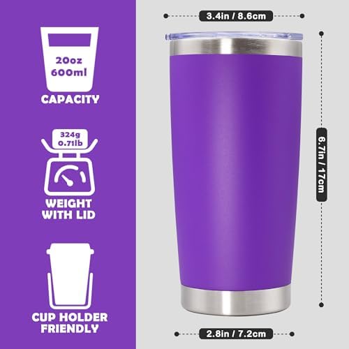 20oz Tumbler Stainless Steel Tumbler Coffee Tumbler with Lid Purple, 1P