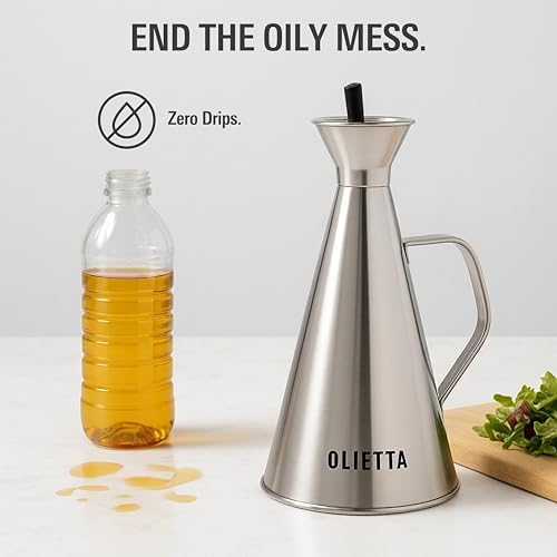 Olive Oil Dispenser Bottle, Copper Stainless Steel Non-Drip Pourer 17 fl oz