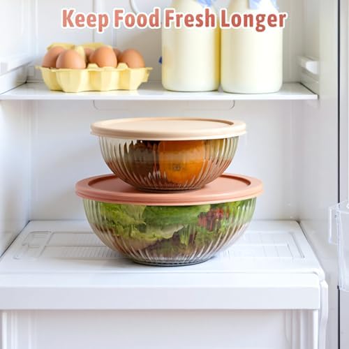 Glass Mixing Bowls with Lids Sets, 4 PCS Serving Bowls for Party or Kitchen