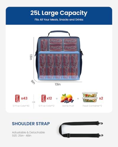 LOVEVOOK Lunch Bag for Men Women, Insulated Lunch Box, Large Cooler Lunbox