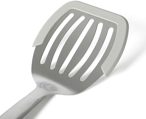 Calphalon Prime Slotted Turner, Stainless Steel Wide Slotted Spatula with Silicone Rim for Nonstick Cookware, Heat Resistant Durable Kitchen Tool for Cooking, Flipping, Draining and Serving