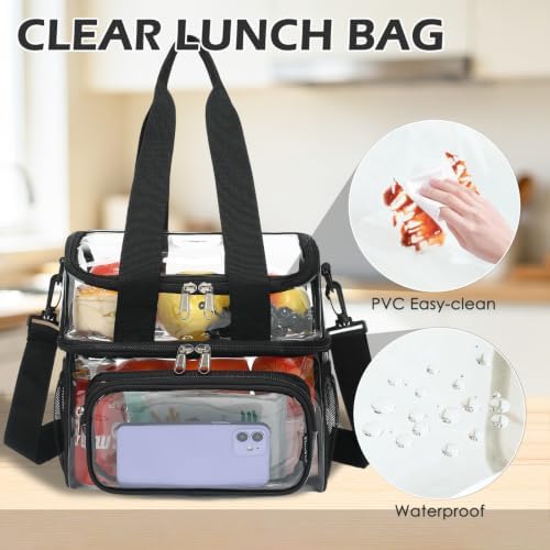 FlowFly Double Layer Cooler Insulated Lunch Bag Adult Lunch Box Large Tote Bag for Men, Women, With Adjustable Strap,Front Pocket and Dual Large Mesh Side Pockets