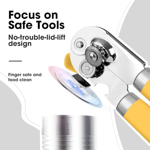 Beneno Heavy Duty Hand Can Opener Manual with Magnet Lid Remover, Yellow