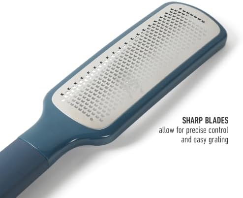 Calphalon Edge Stainless Steel Handheld Cheese Grater W/Cover & Rubber Handle - Navy Blue