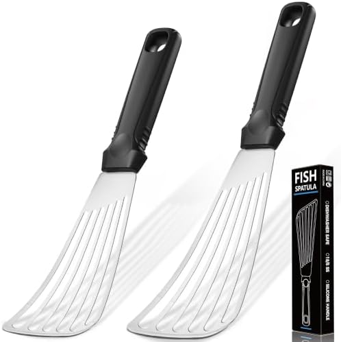 Fish Spatulas Set, 12.5-in & 10.6-in 18/8 Stainless Steel