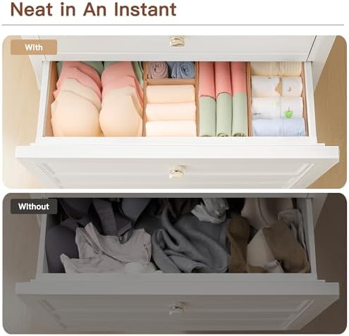 Criusia Drawer Organizer Clothes, 21 Pack Dresser Organizer for Baby Clothes, Underwear, Sock - Foldable Closet Organization and Storage Dividers Bins for Nursery, Bedroom (Brown)