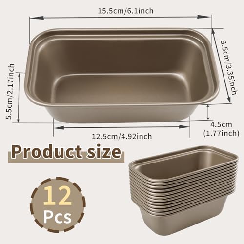 12 Pieces Mini Loaf Pans for Baking Bread Nonstick Carbon Steel Baking Bread Pan Baking Bread Tins Meatloaf Pan for Home Oven Baking 6.1 x 3.5 x 1.7 Inches