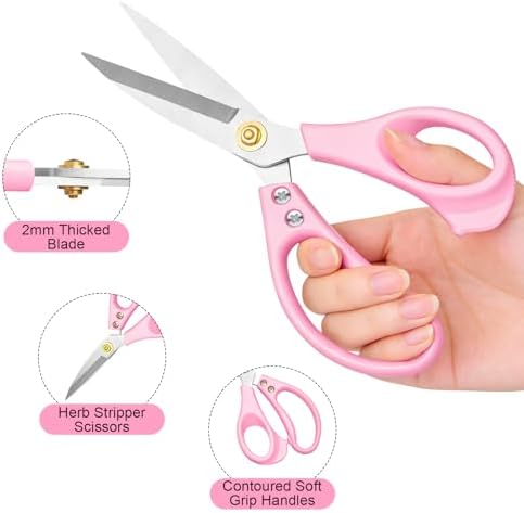 All Purpose Kitchen Scissors, Kitchen Shears Heavy Duty - Dishwasher Safe Food Scissors- Multipurpose Cooking Shears for Meat Poultry Food, Herbs, and Fish, Comfort Grip Handles, Pink