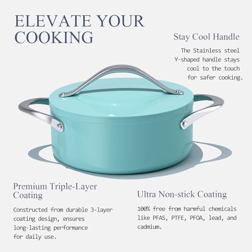 CookinCraze Ceramic Dutch Oven with Lid, 4.5 QT Nonstick Pot for Baking