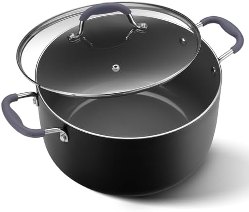 10 Quart Nonstick Stock Pot with Lid, Ceramic Soup Pot with Lid, Induction Cooking Pot with Silicone Handle for All Stoves, Healthy Non-toxic Cooking Pot for Stew/Pasta, PFAS & PFOA Free