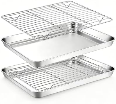 Onader Baking Sheet with Wire Rack 9x13IN Stainless Steel Quarter Sheet Pan