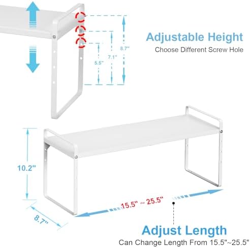 15.5 to 25.5 Inch Kitchen Cabinet Shelf Organizers，Kitchen Shelf Organizer