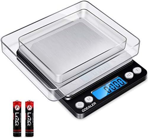 GDEALER Digital Pocket Kitchen Scale 0.001oz/0.01g 500g Kitchen Food Scale Jewelry Weight Compact Scale, Tare, Stainless Steel, Backlit Display, Black