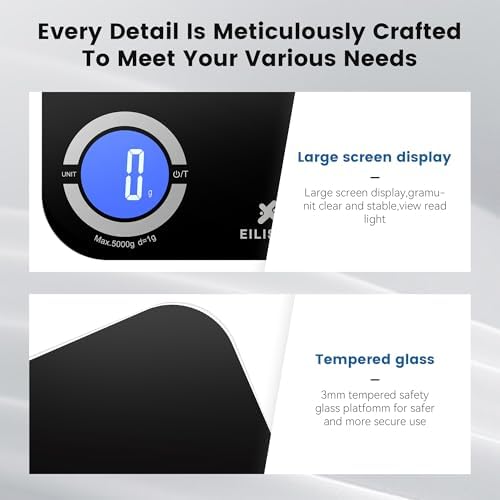 EILISON Smart Kitchen Food Scale,Bluetooth,8000g Cap,Nutrition Calculator