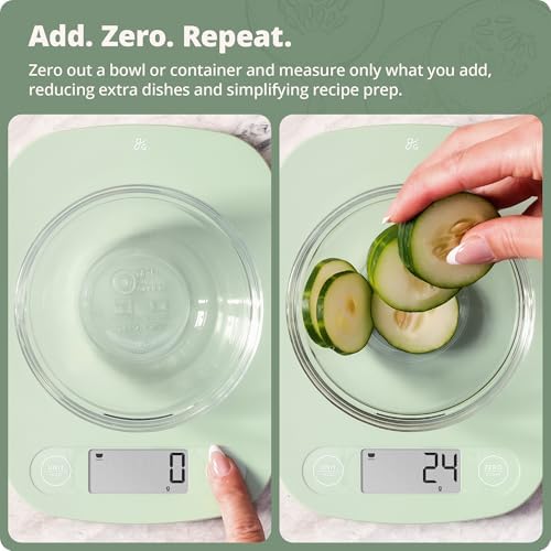 Greater Goods Food Scale, Slim & Compact Build, 1g Precision (Sage Green)
