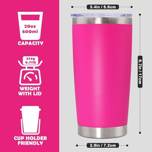20oz Tumbler Stainless Steel Tumbler Coffee Tumbler with Lid Hot Pink, 8P