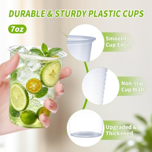 BYSNOW 500 Pack 7 oz Clear Plastic Cups, Disposable Plastic Water Cups