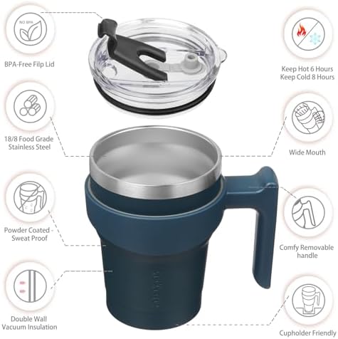 BJPKPK 10 oz Mini Tumbler with Lid, Straw & Handle, Insulated Steel Cup
