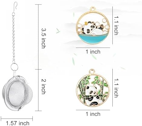 2Pcs Tea Infuser,2.1” Tea Ball with Panda Pendant,Tea Steeper,Tea Strainer