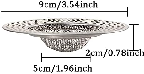 2pcs Heavy Duty Stainless Steel Slop Basket Filter Trap,3.54" Top / 1.65" Mesh Metal Sink Strainer,Perfect for Kitchen Sink/Bathroom Bathtub Wash Basin Floor Drain Balcony Drain Hole,Utility