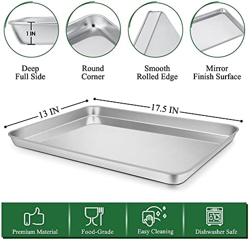 P&P CHEF 17.5 Inch Cookie Baking Sheet Pan with Wire Rack,4 Pcs