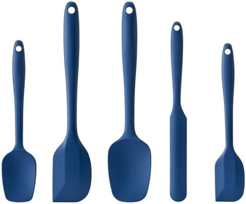 Silicone Spatula Set,5 Piece Food Grade Rubber Spatulas,Navy Blue