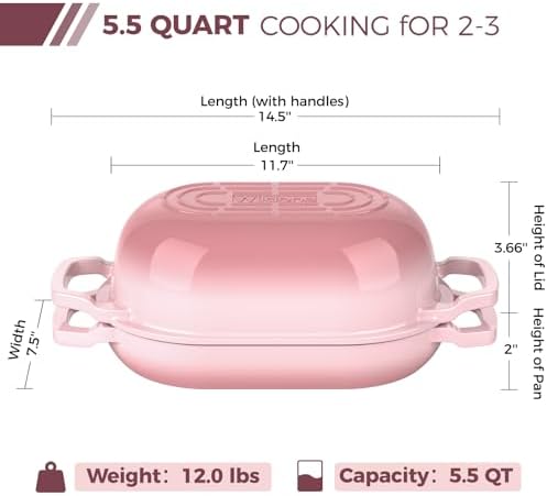 Wildone Enameled Cast Iron Dutch Oven Pot with Lid, Oval Bread Oven