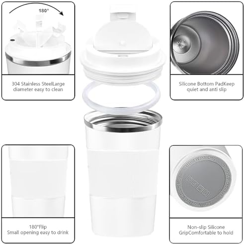 Insulated Travel Coffee Mug, Stainless Steel Coffee Cup with Leakproof Lid
