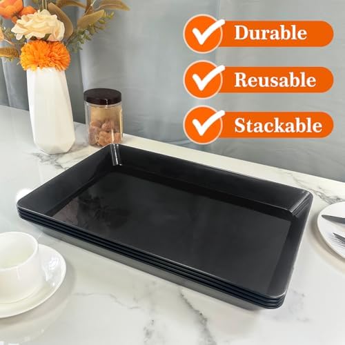 Serving Tray Platter, 3 Pcs Food Tray for Veggie Fruit Snack Dessert Cookie Cheese, Food Trays for Party Supplies Display, Plastic Platters for Serving Food, Large Trays, BPA Free