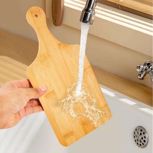 12 Pcs Bamboo Cutting Board Bulk 11x5 Inch Charcuterie Boards with Handle Wood Engraving Serving Board Kitchen Chopping Boards Crafts for Pizza, Bread, Cheese, Charcuterie, Fruit, Vegetables