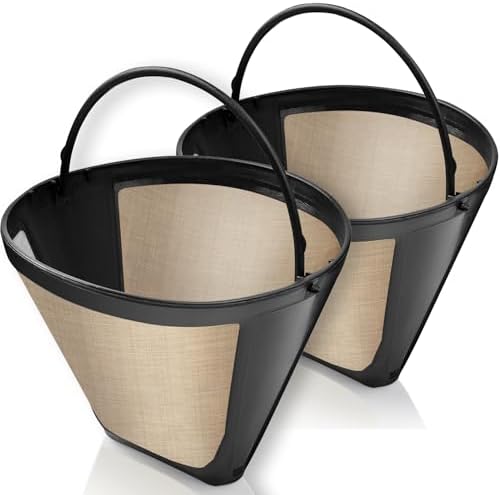 2-Pack #4 Reusable Permanent Cone Coffee Filters - Compatible with Cuisinart 10–14 Cup Brewers (DCC-3200, DCC-1200, DCC-3400) & Ninja Coffee Makers - Stainless Steel Mesh, Dishwasher-Safe by GoodCups