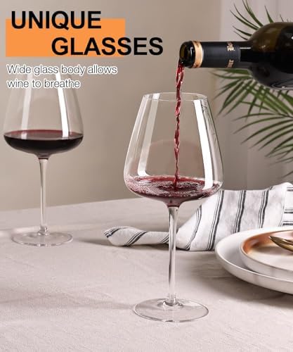 OJA Wine Glasses Set, Crystal Hand Blown Red Wine Glass Set of 2, 23 oz