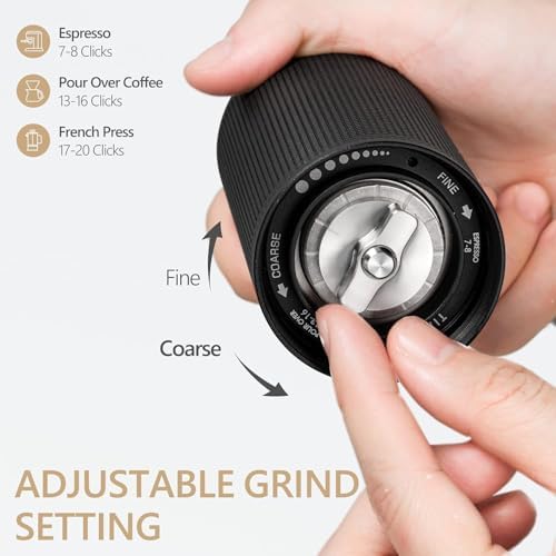 TIMEMORE Chestnut C3S Manual Coffee Grinder, Adjustable Conical Burr Grinder with Stainless Steel S2C Burr - Compatible with Espresso, Pour Over & French Press, Black