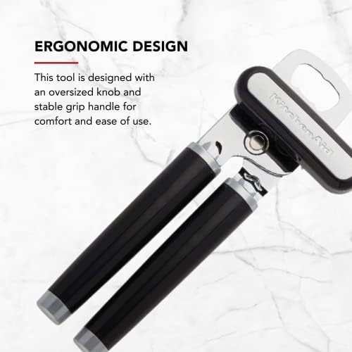 KitchenAid Classic Multifunction Can Opener and Bottle Opener Easy to Use, Razor Sharp Stainless Steel Cutting Wheel, Soft Ergonomic Handles, Black, Pack of 12