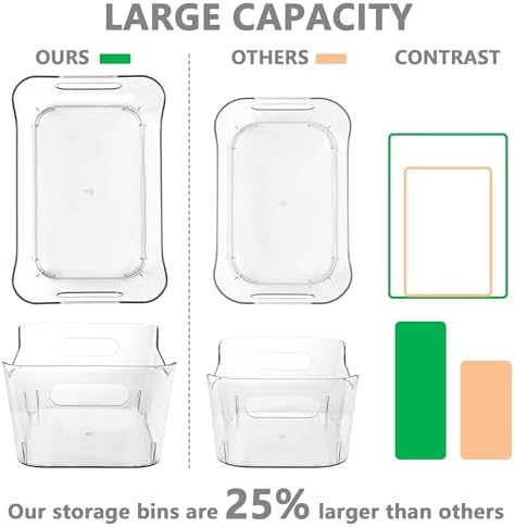 Tiawudi 48 Pack Plastic Storage Bins, Multi-Use Organizer Bins, Pantry Organizer, Clear Storage Containers for Home, Kitchen, Office, Cabinet, Shelf and Fridge Organization
