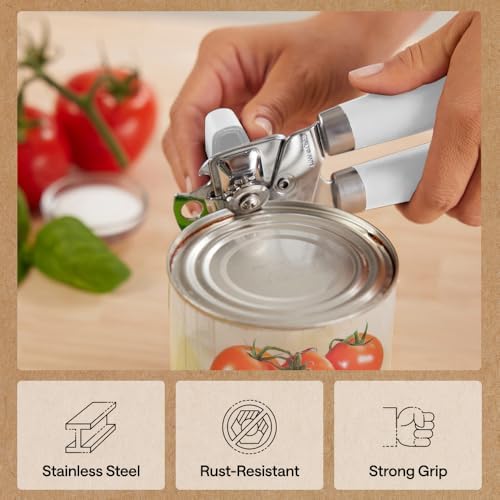 GORILLA GRIP Upgraded Model Stainless Steel Manual Can Opener, White