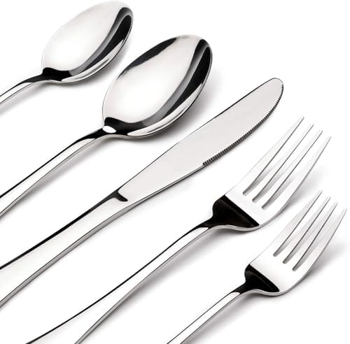Silverware Set for 12 with Serving Utensil,Stainless Steel Flatware Cutlery