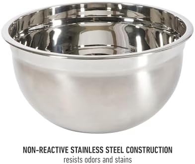 Calphalon Orbit Mixing Bowl Set, 3-Piece Stainless Steel Mixing Bowls(1.5 Qt, 3 Qt, 5 Qt) with Acacia Wood Lids & Non-Slip Base, Kitchen Prep Bowls for Mixing, Serving & Food Storage