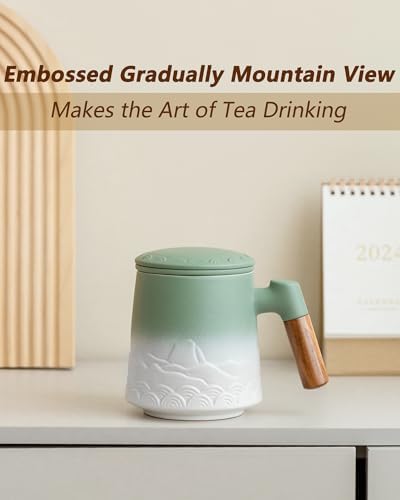 ZENS Tea Mug with Infuser and Lid for Loose Leaf Tea Diffusers, 16.9oz