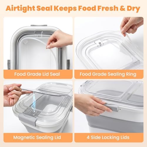 30 Lbs Rice Container, Collapsible Dog Food Storage Container