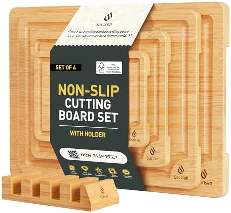 Bamboo Cutting Board Set Non Slip Feet with Holder Over Sink Adult Women Her Sister Aunt Wife Hustband Lady Bestie Soul Happy Christmas Xmas Birthday Gifts Cool Unique Aesthetic 30 40 60 70 Year Old