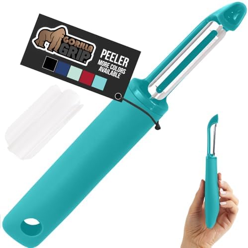 GORILLA GRIP® Patented BPA-Free Vegetable and Potato Peeler, Turquoise